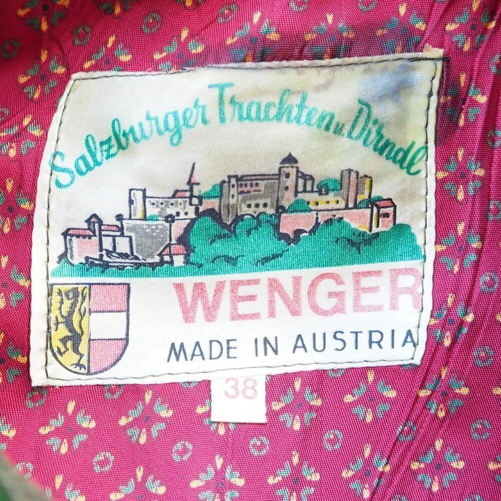 Salzburger‎ Trachten und Dirndl Wenger Vintage Bavarian Wool Cape Olive Green 38 - Picture 3 of 9